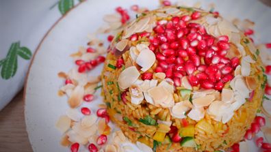 Easy pressed rice salad bowl