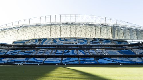 Minister for Enterprise, Investment and Trade, Tourism and Sport and Western Sydney Stuart Ayres announces a major construction milestone at Sydney's new world-class Allianz Stadium. August 2, 2022. Photo: Rhett Wyman/SMH