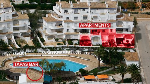 Aerial view of Ocean Club Resort, where Madeleine McCann's family and friends stayed.