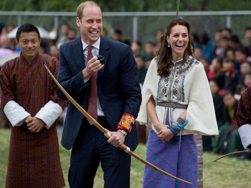 The royals both failed to hit the target but appeared to enjoy themselves all the same. (AFP)