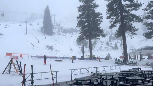 A Californian ski resort after an avalanche hit.