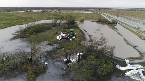 Debris lies on the ground in the wake of Hurricane Harvey on Monday, Aug. 28, 2017, in Bayside, Texas. (AAP)