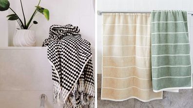 Bath towels from The Block Shop and Adairs