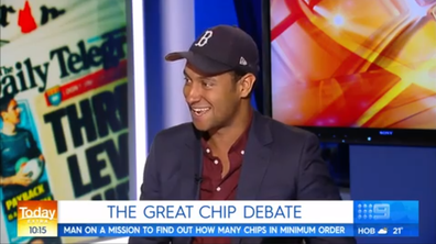 Matt Okine says he's solved the question, of how many chips are in a serve of 'minimum chips'.