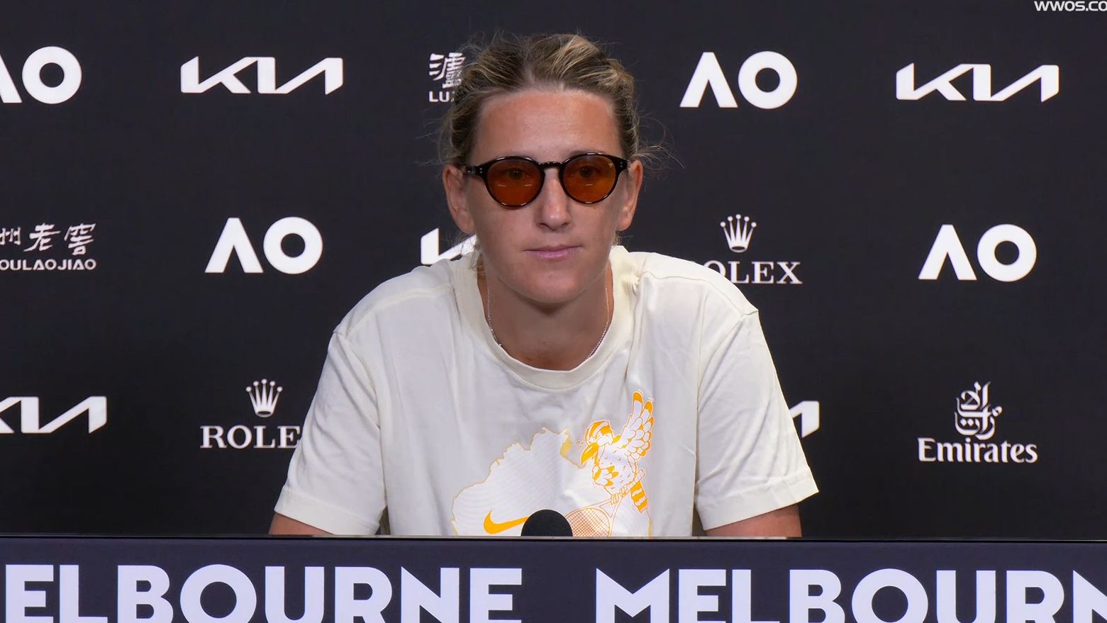 Victoria Azarenka speaks to Australian Open media.