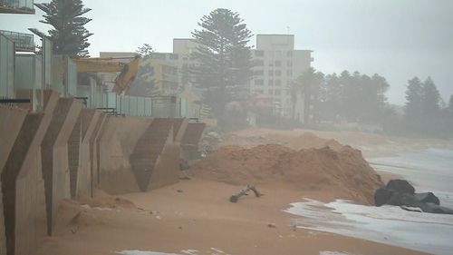 Only a sliver of beach is left at Collaroy as it's battered by an east coast low. 