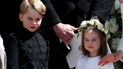 Prince George and Princess Charlotte at the royal wedding of Prince Harry and Meghan Markle.