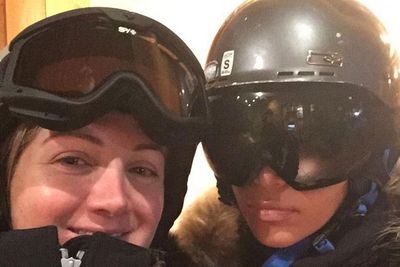 @kimkardashian: "My friends made me wear a helmet skiing and I was not happy about it but feel it's more safe and I'm into it now if you can't tell"