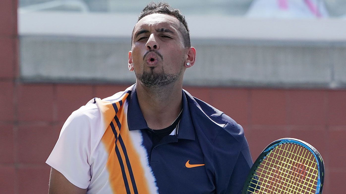Nick Kyrgios reacts to a shot at the US Open.