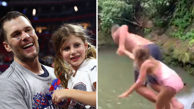tom brady jumps off cliff with daughter