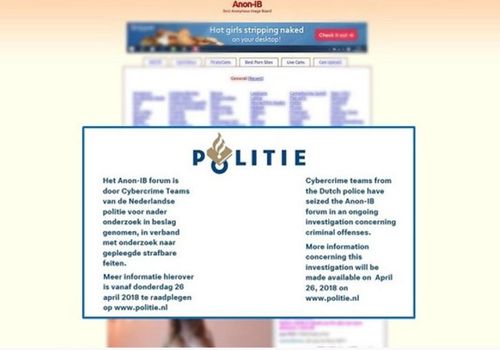 This message from Dutch police appeared on the Anon-IB revenge porn site announcing it had been shut. (Image: Dutch Police).