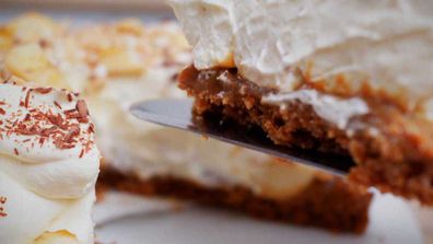 Classic caramel, cream and banana banoffee pie is always a winner