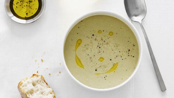 Creamed salt cod and roast garlic soup