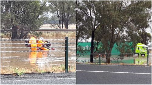 Sections of Victoria's Hume Highway are under flood water.