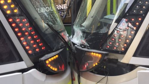 The two trams collided with each other outside Southern Cross Station in Melbourne. (Twitter)