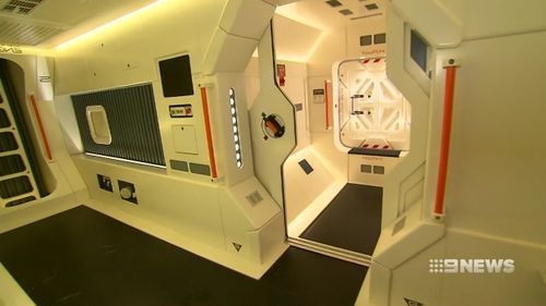 Mr Jaksch's car has been booted out of the garage to give the space craft some room. (9NEWS)