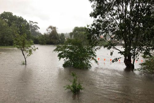 Wallsend, west of Newcastle was another town that was hit hard with the rain yesterday and faces the threat of further flooding today. Picture: @Teaghan_Wilson.