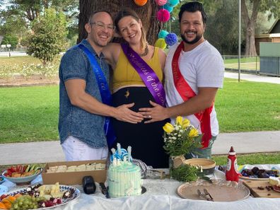 Lunaria Gaia with Joel and Dan at their baby shower.