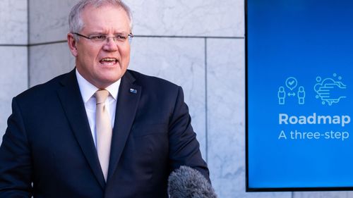Prime Minister Scott Morrison speaks during a press conference following a National Cabinet meeting 