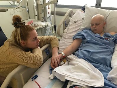 Maddi supporting Molly in hospital during treatment.
