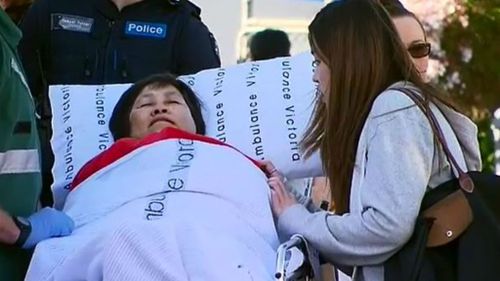 A woman was taken to hospital after the alleged attack at Hawthorn station yesterday. (9NEWS)