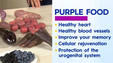 Purple nutritious fruit and veg