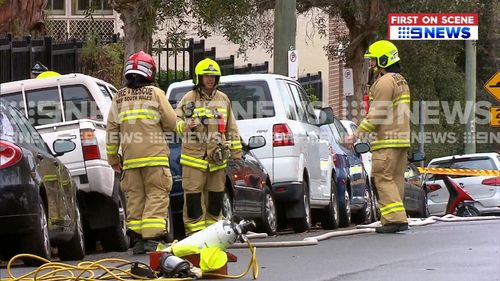 Fire crews were called to the Stanmore site while the gas company turned off supplies. Picture: 9NEWS
