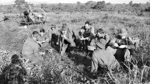 Australian soldiers during the battle of Long Tan in Vietnam on August 18, 1966. (AAP/Australian War Memorial)