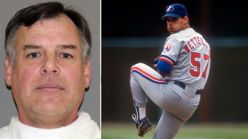 A mugshot of John Wetteland after his arrest and, right, a 1993 file photo when he played for Montreal Expos. (Getty).