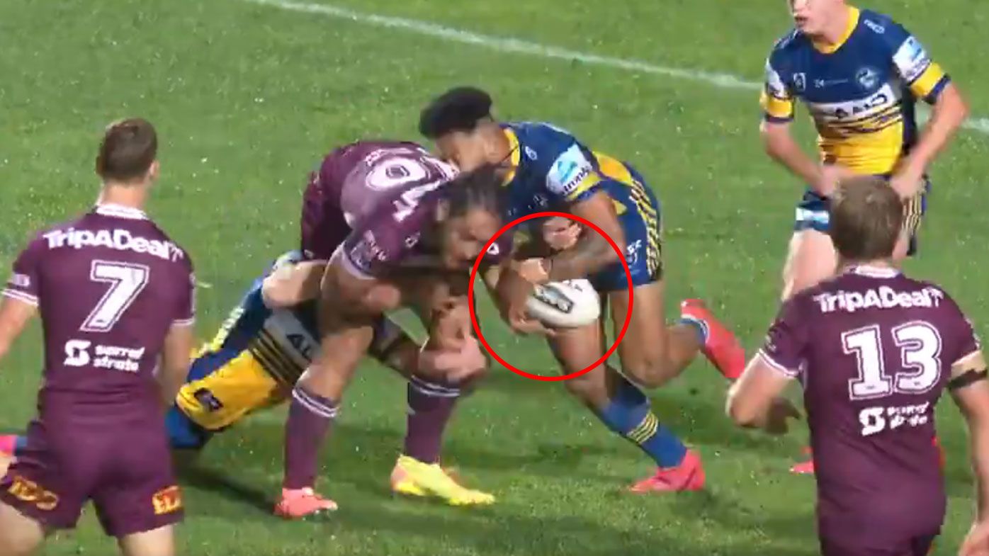 Players, fans fume at controversial NRL bunker decision during Manly's win over Parramatta 