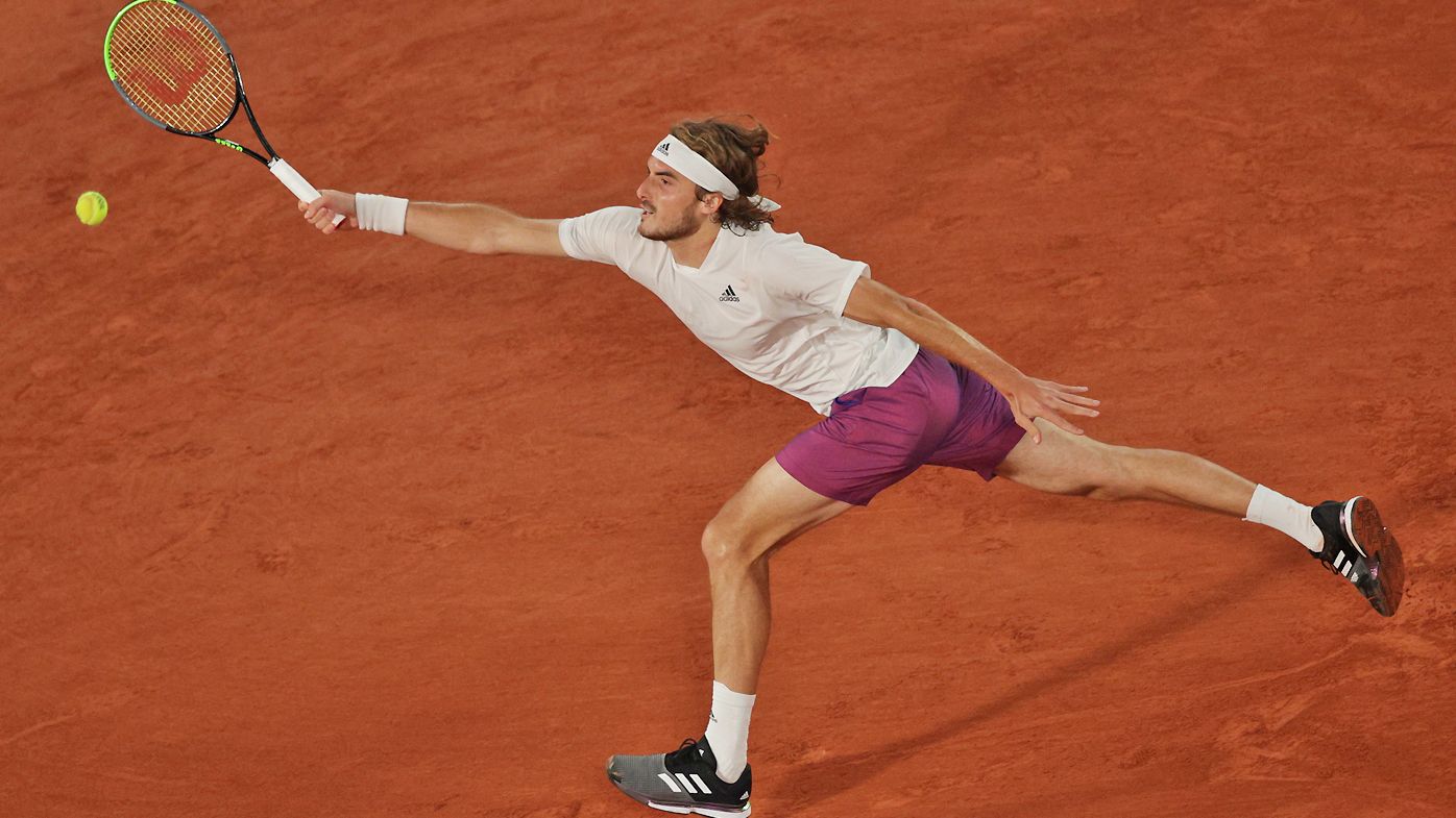  Stefanos Tsitsipas of Greece plays a forehand