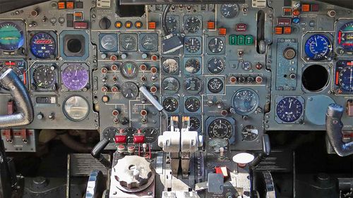 The cockpit of Romanian dictator Nicolae Ceausescu's plane.