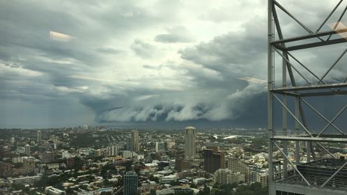 Tim Graham snapped this photo of dark storm clouds rolling in over Sydney. (Supplied)