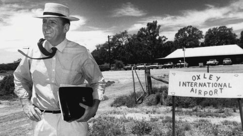 Tim Fischer in his electorate of Farrer in 1986. He served as the MP between 1984 and 2001.