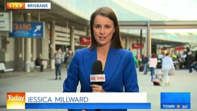 Nine Queensland reporter Jessica Millward at Brisbane Airport