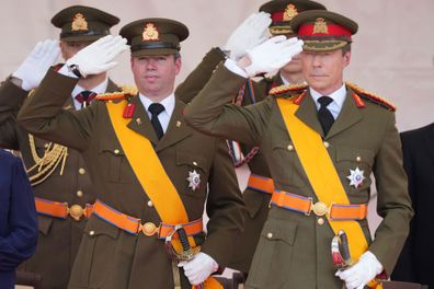 LUXEMBOURG, LUXEMBOURG - JUNE 23:  Grand Duke Henri of Luxembourg and Prince Guillaume of Luxemnbourg attend the military parade of  National Day on June 23, 2022 in Luxembourg, Luxembourg. (Photo by Sylvain Lefevre/Getty Images)