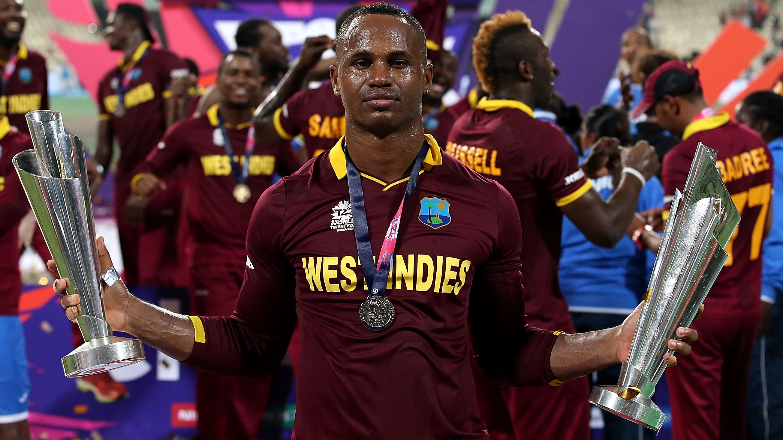 Marlon Samuels during the ICC World Twenty20 India 2016 final match between England and West Indies at Eden Gardens on April 3, 2016 in Kolkata, India.