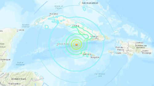 The earthquake struck between Jamaica and Cuba.