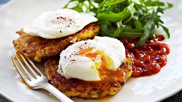 Cheesy zucchini and corn fritters are a brunch classic.