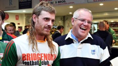 Scott Morrison in awe of footy player's magnificent mullet