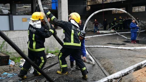 A total of 32 firetrucks and 212 military personell have been deployed at the scene of the collapse. (AFP)