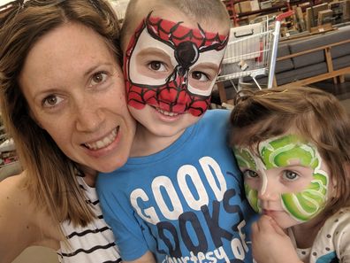 Rebecca Matthews with her two eldest children after her cancer journey.