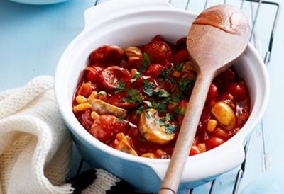 Thursday: Chorizo, bean & mushroom stew