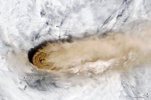 NASA has released the stunning photos of Raikoke, a volcano in the Kuril Islands,taken from the International Space Station on June 22.