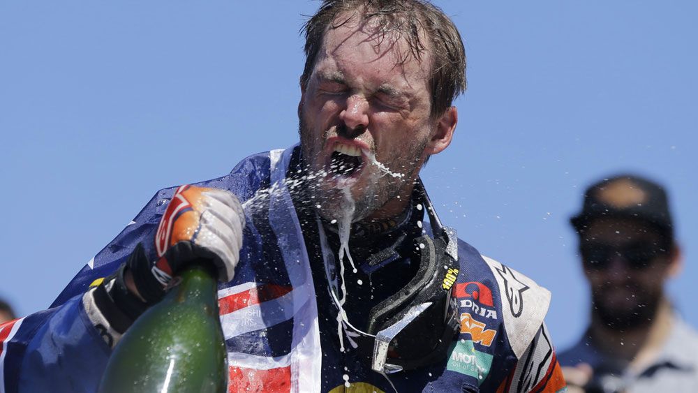 Toby Price after winning the last Dakar Rally. (AAP)