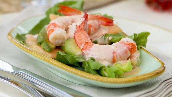 Prawn cocktails with melon and avocado