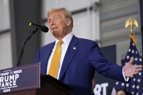 Donald Trump speaks during a news conference in Austin