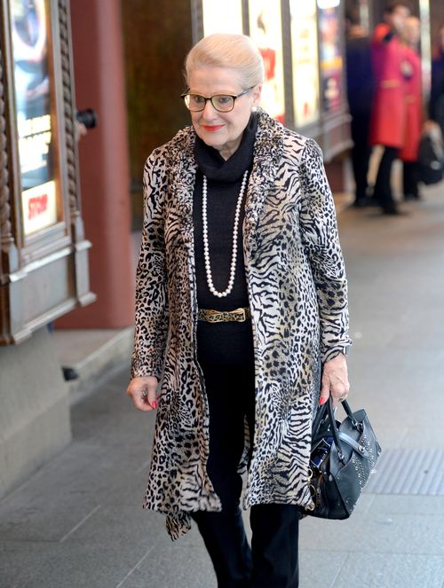 Bronwyn Bishop leaves the memorial of Harry M Miller. Picture: AAP