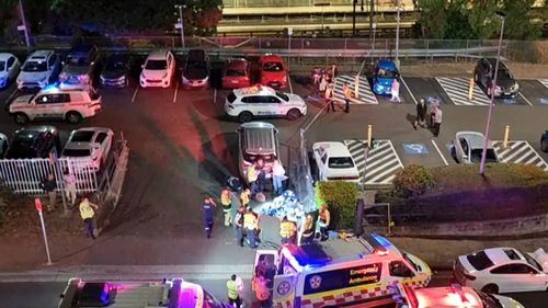 Emergency services at the scene of the crash in northern Sydney.