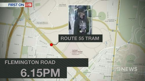 Luke boarded a tram on Flemington Road and punched a female passenger. (9NEWS)